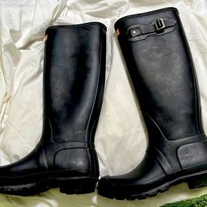 Hunter Flat Black Tall Rain Boots Sz 9